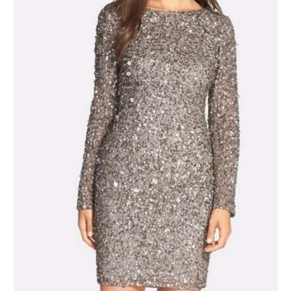 Adrianna Papell Sequin Scoop Back Dress